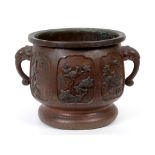 A Japanese bronze jardiniere, with eleph