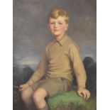 E Eyres, a portrait of a seated boy hold