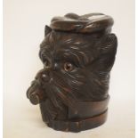 A novelty carved wood tobacco jar, in th