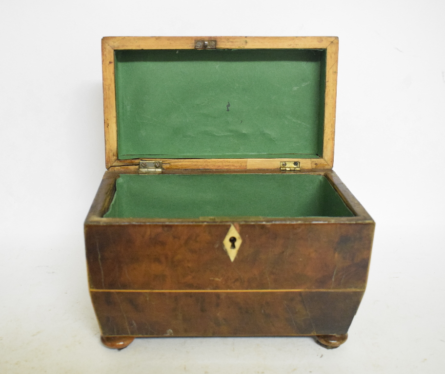 A 19th century yew wood tea caddy, of sa - Image 2 of 4