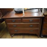 A walnut chest, of two short and two lon