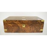 A brass band walnut writing slope, with