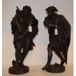 A spelter figure, of a fisherman, 50.5 c