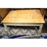 A painted and pine kitchen table, 121 cm