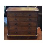 A mahogany miniature table top chest, of