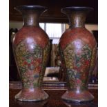 A pair of Kashmiri papier-mâché vases, d