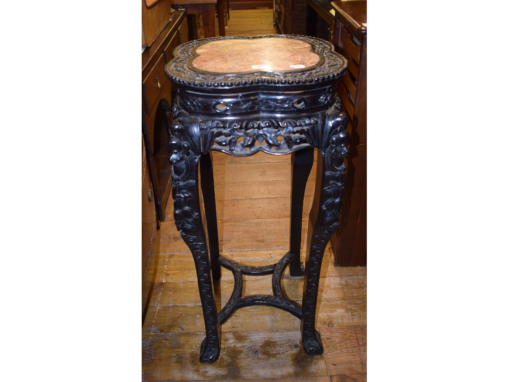 A Chinese carved hardwood jardiniere sta - Image 2 of 11