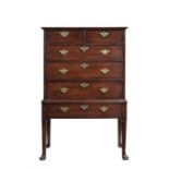 A GEORGE III OAK CHEST ON STAND