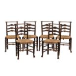 A SET OF SIX BAR TOP LADDER BACK SIDE CHAIRS