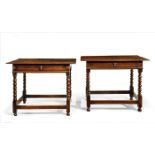 A MATCHED PAIR OF CHARLES II OAK SIDE TABLES