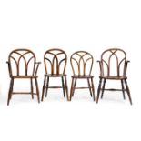 FOUR GOTHIC PATTERN WINDSOR CHAIRS