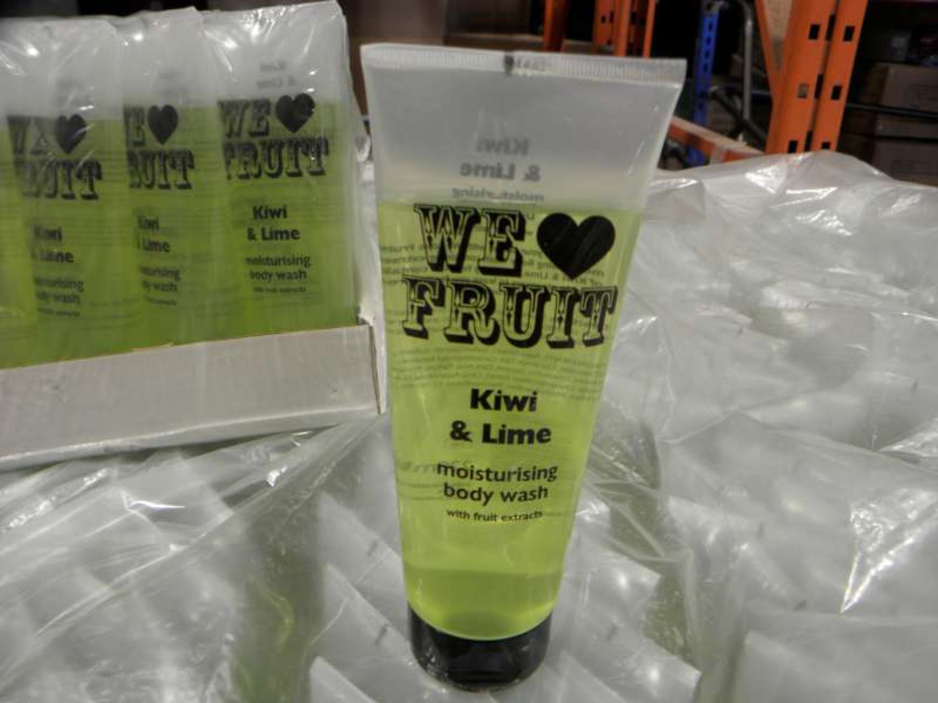 132 X 220 ML TUBES OF WE LOVE FRUIT KIWI AND LIME MOISTURISING BODY WASH IN 11 PACKS