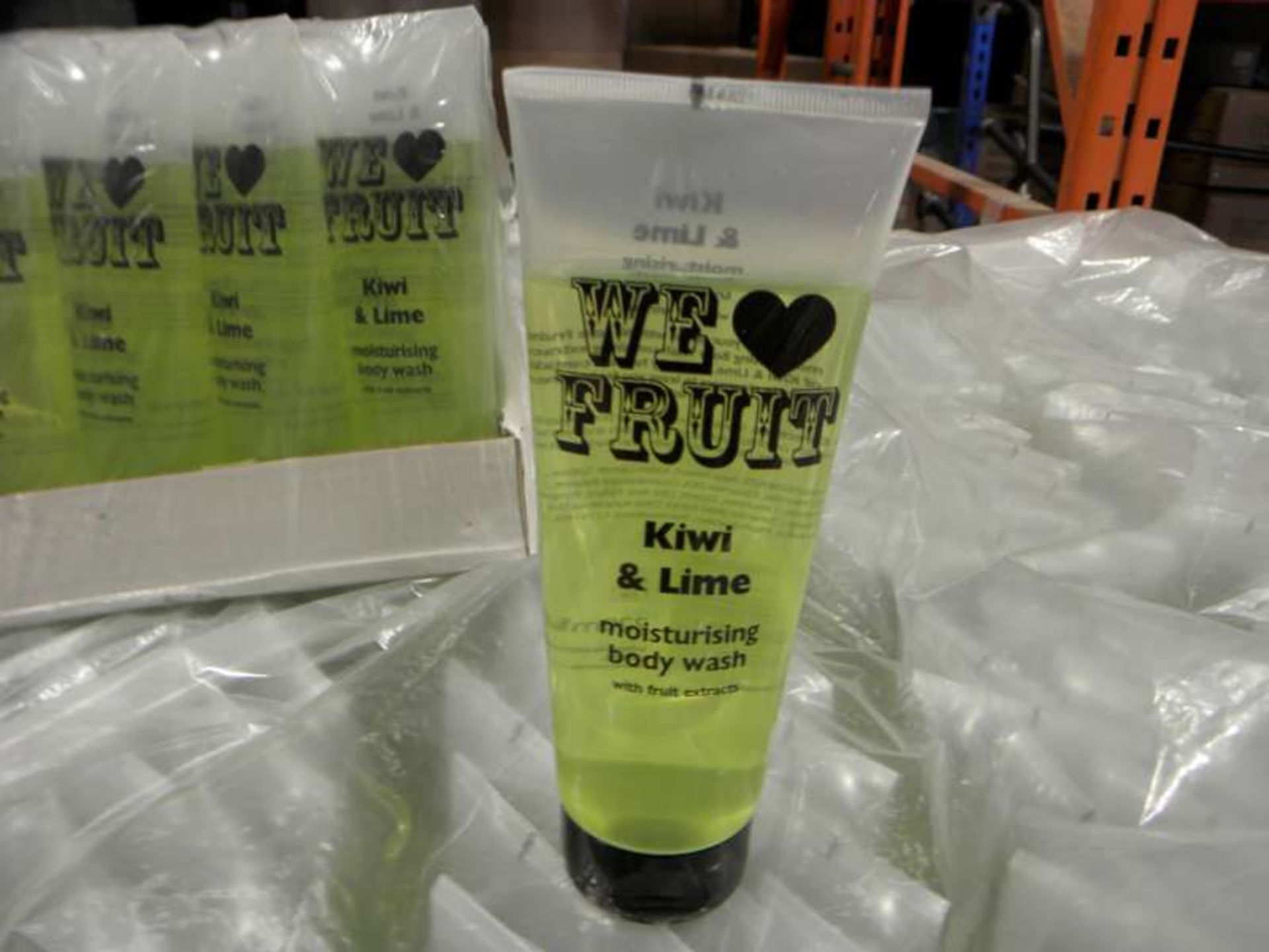 132 X 220 ML TUBES OF WE LOVE FRUIT KIWI AND LIME MOISTURISING BODY WASH IN 11 PACKS