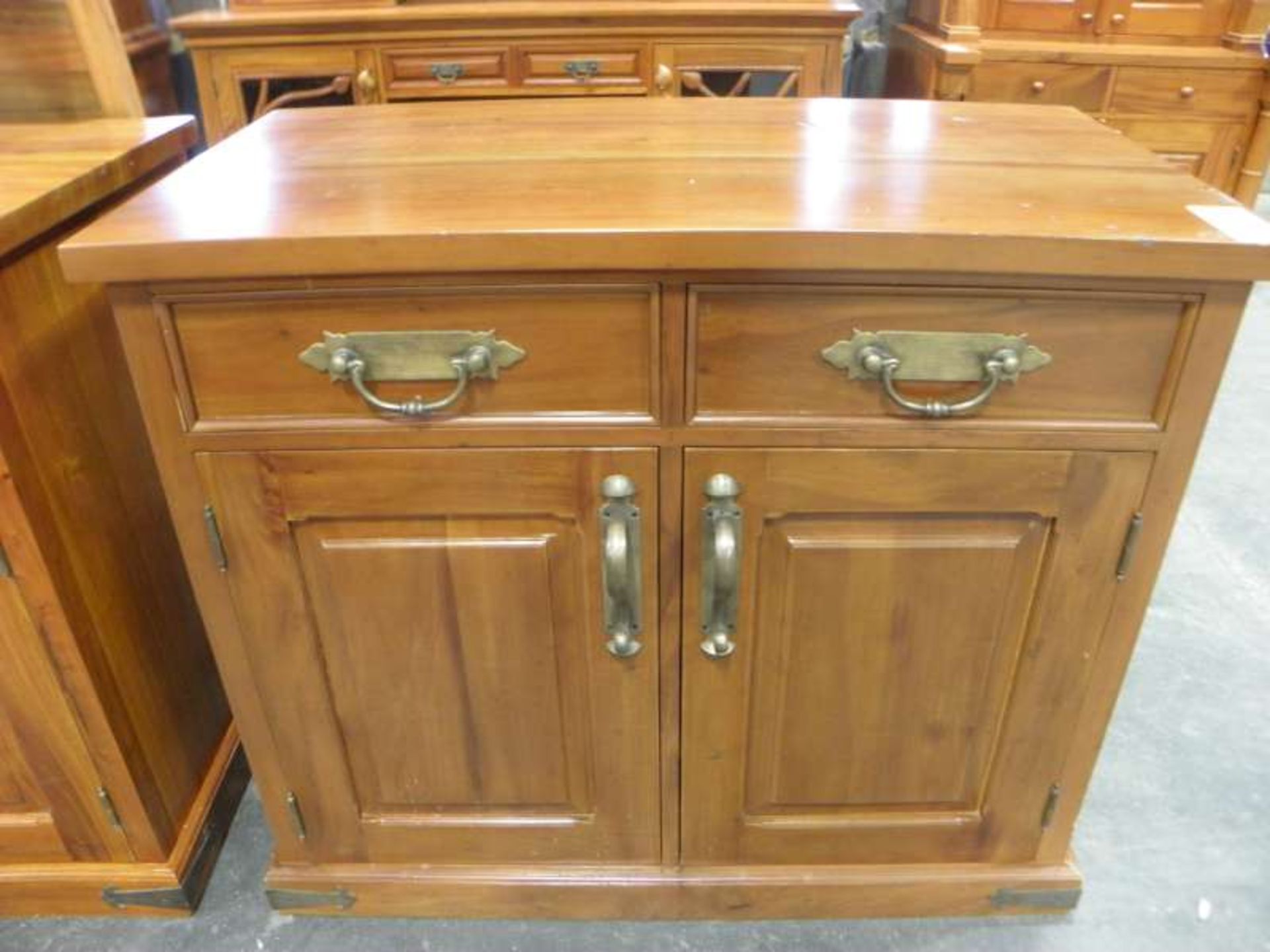 DARK SOLID WOOD 2 DRAW 2 DOOR CUPBOARD RRP £725.00