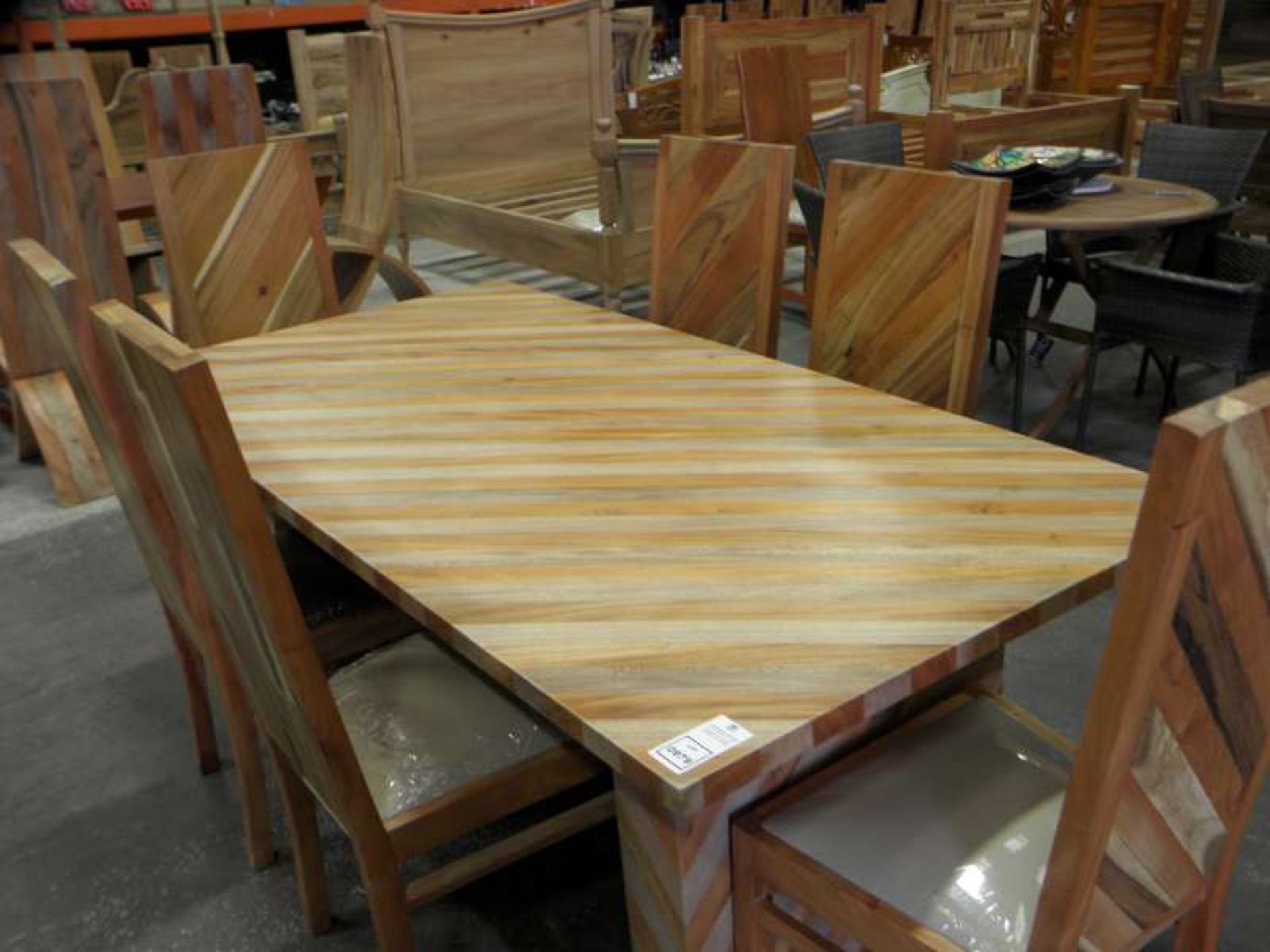 SOLID MIXED WOOD DINING TABLE WITH 6 X HIGH BACK CHAIRS