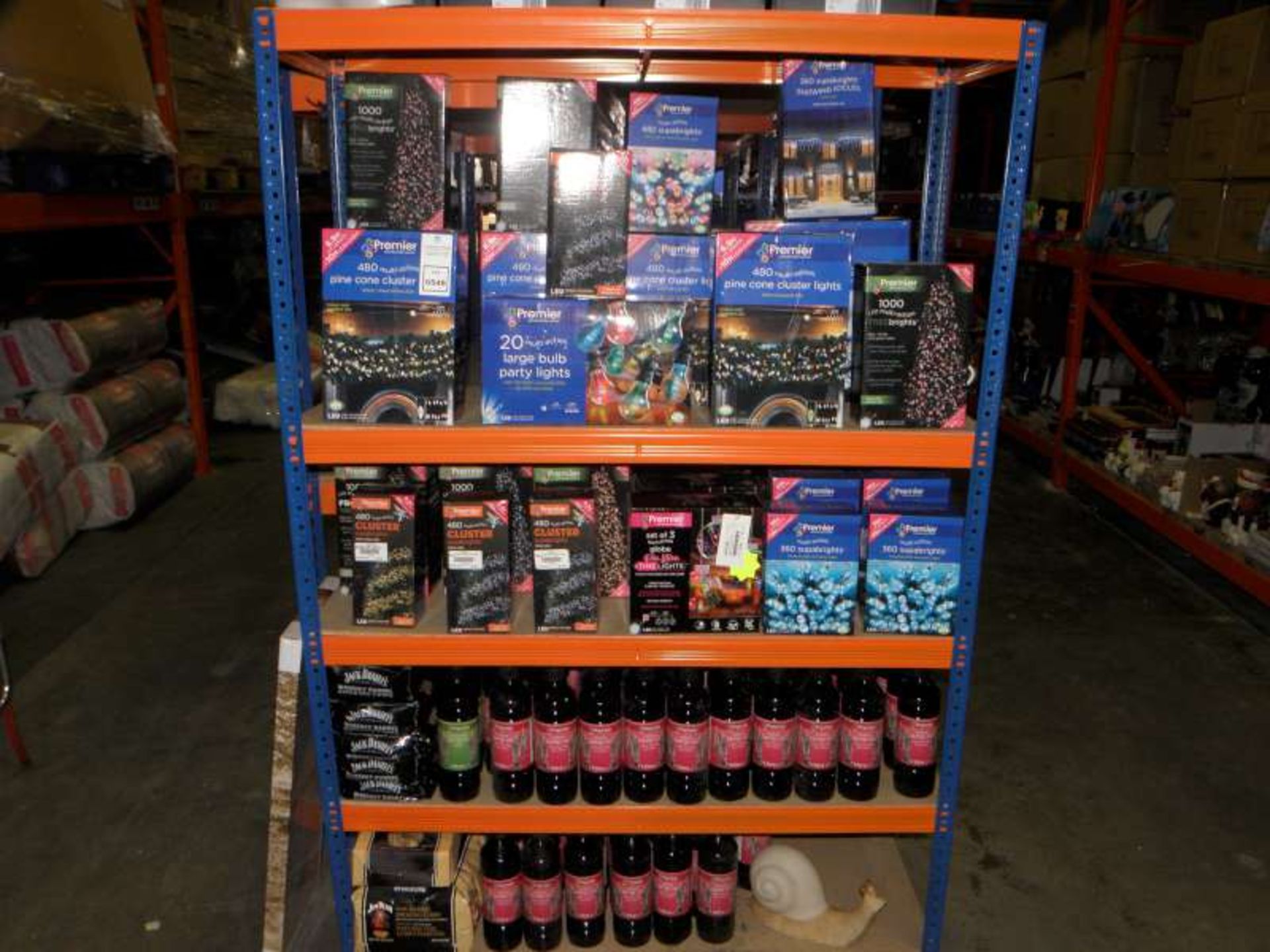 PREMIER LOT CONTAINING 26 X VARIOUS BOXES OF CHRISTMAS LIGHTS, 85 X 1 LITRE BOTTLES OF INDOOR LAMP