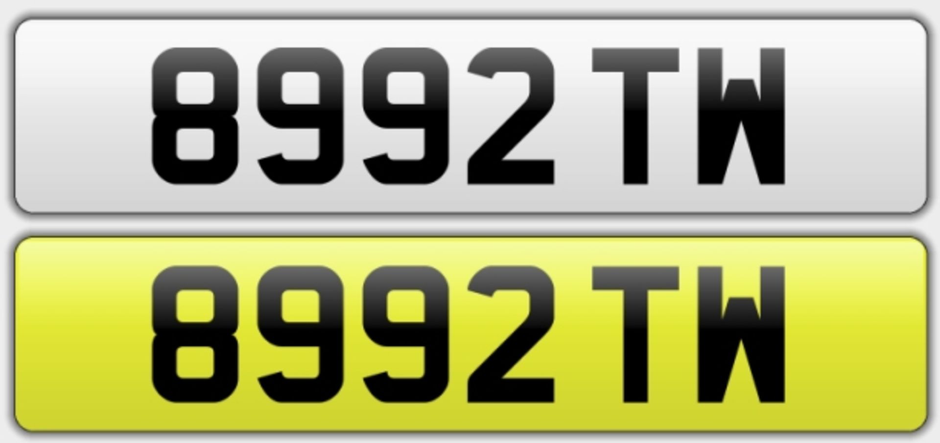 PRIVATE NUMBER PLATE REG 8992 TW WITH RETENTION DOCUMENT