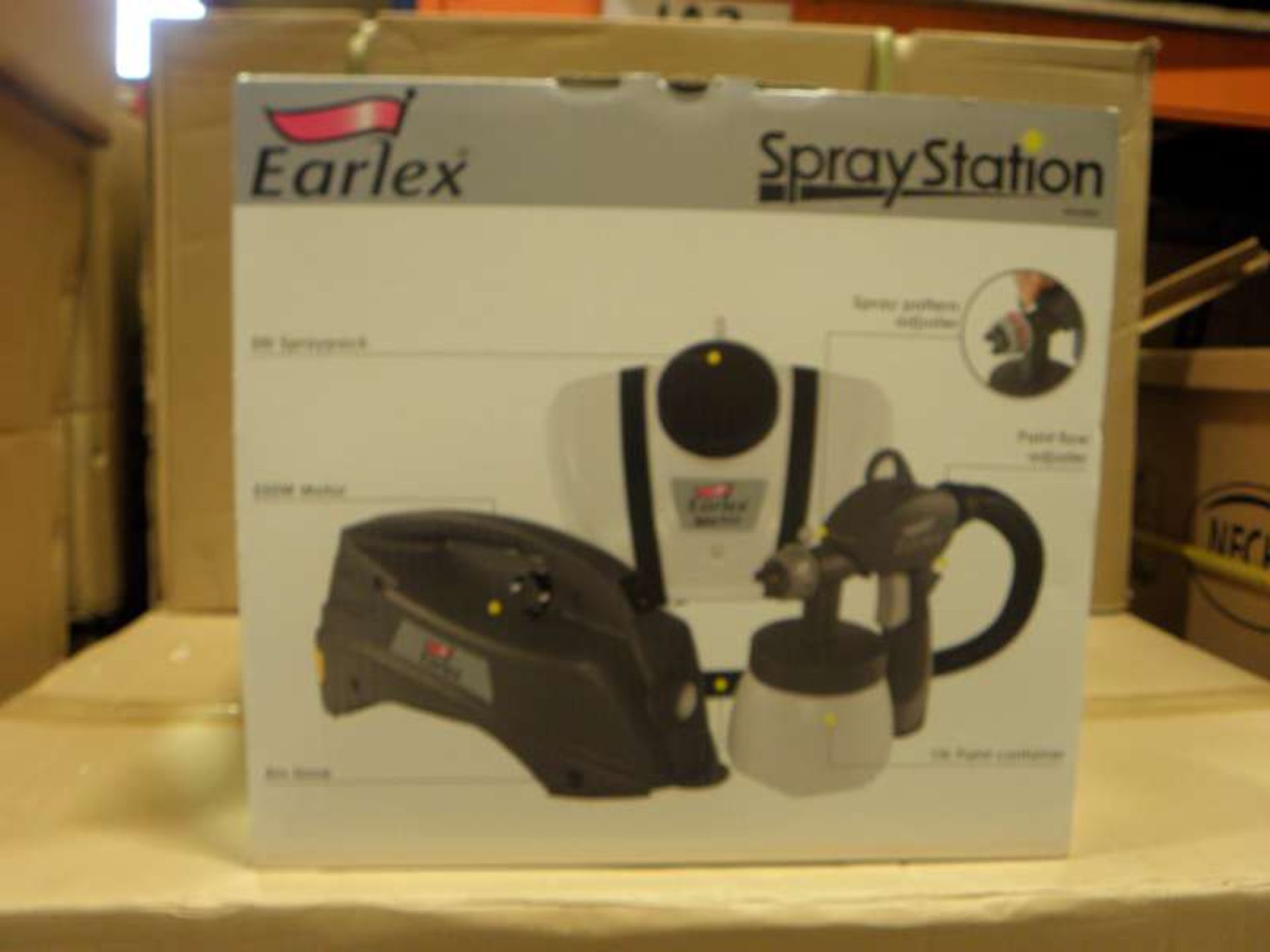 2 X BRAND NEW BOXED EARLEX SPRAY STATIONS WITH 550 WATT MOTOR, 1 LITRE POT, 4 METER HOSE, 5 LITRE