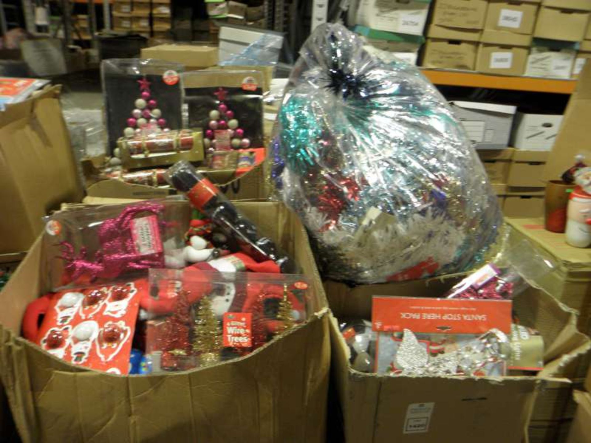 PALLET CONTAINING A LARGE QTY OF VARIOUS CHRISTMAS DECORATIONS