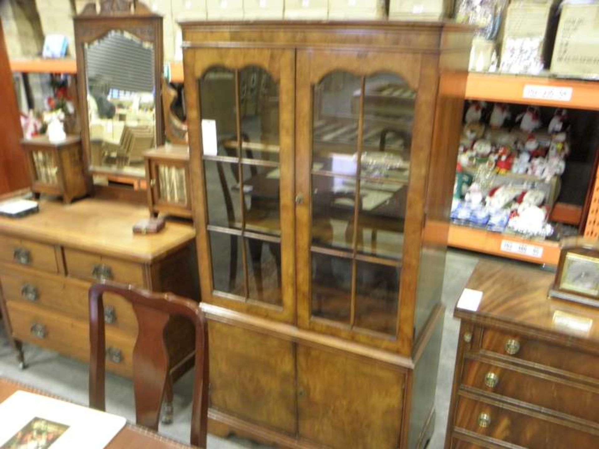 PERIOD DISPLAY CABINET WITH CUPBOARD STORAGE