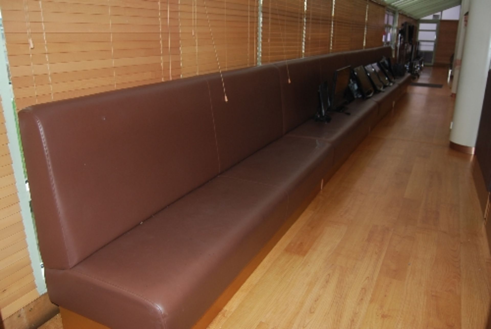 4 - Section brown leatherette upholstered bench seating