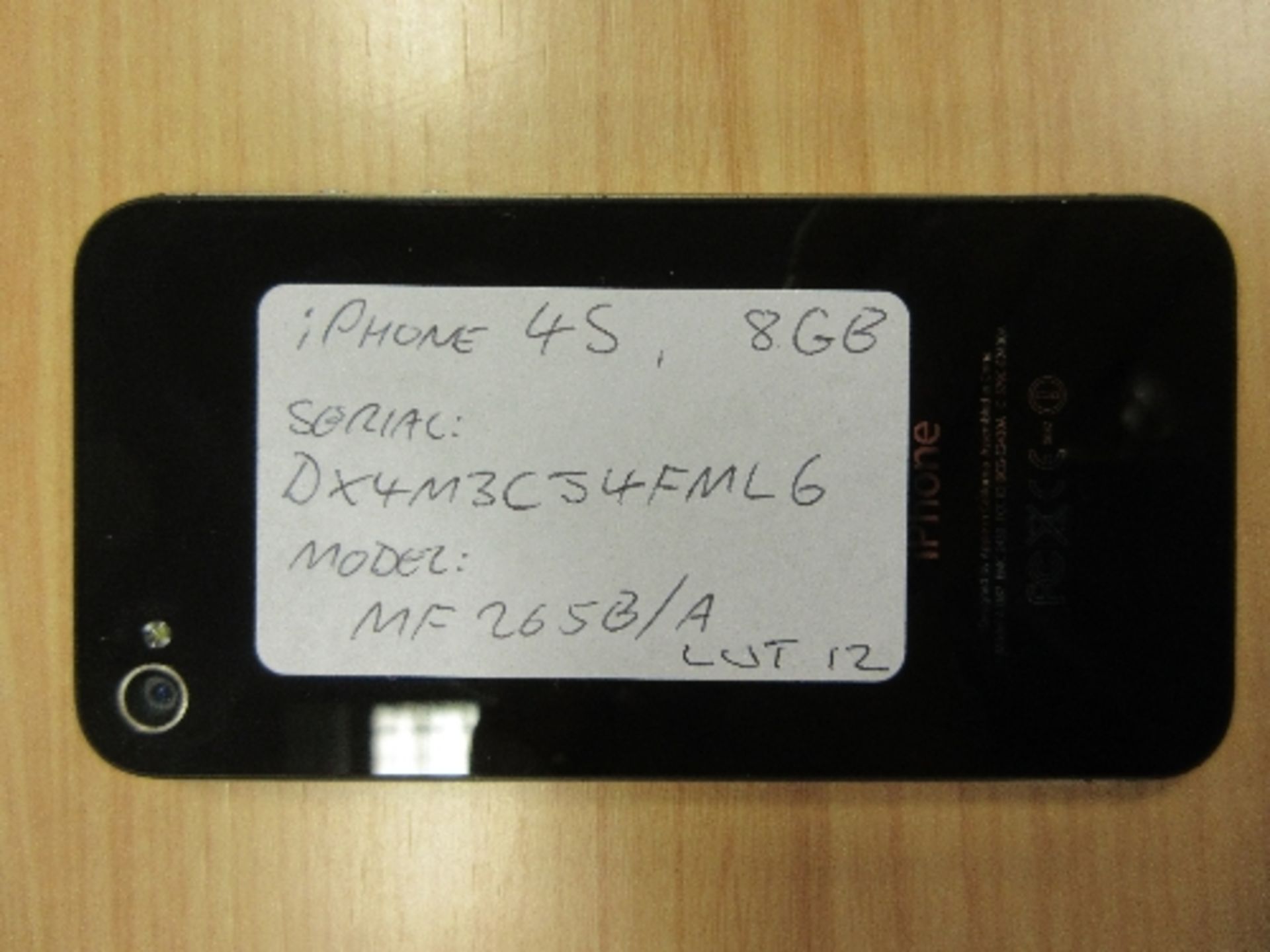 iPhone 4S, 8GB, Serial No. DX4M3CJ4FML6, Model MF265B/A - Image 2 of 2