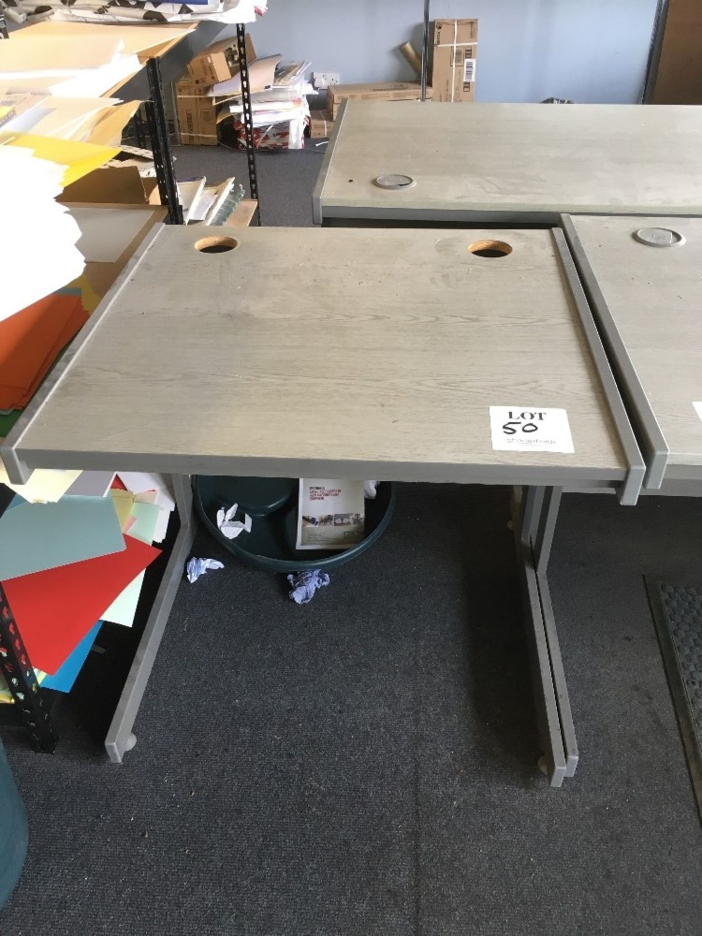 2 - 3 drawer standard desks (colour grey). 1 - Cantilever printer stand - Image 3 of 3