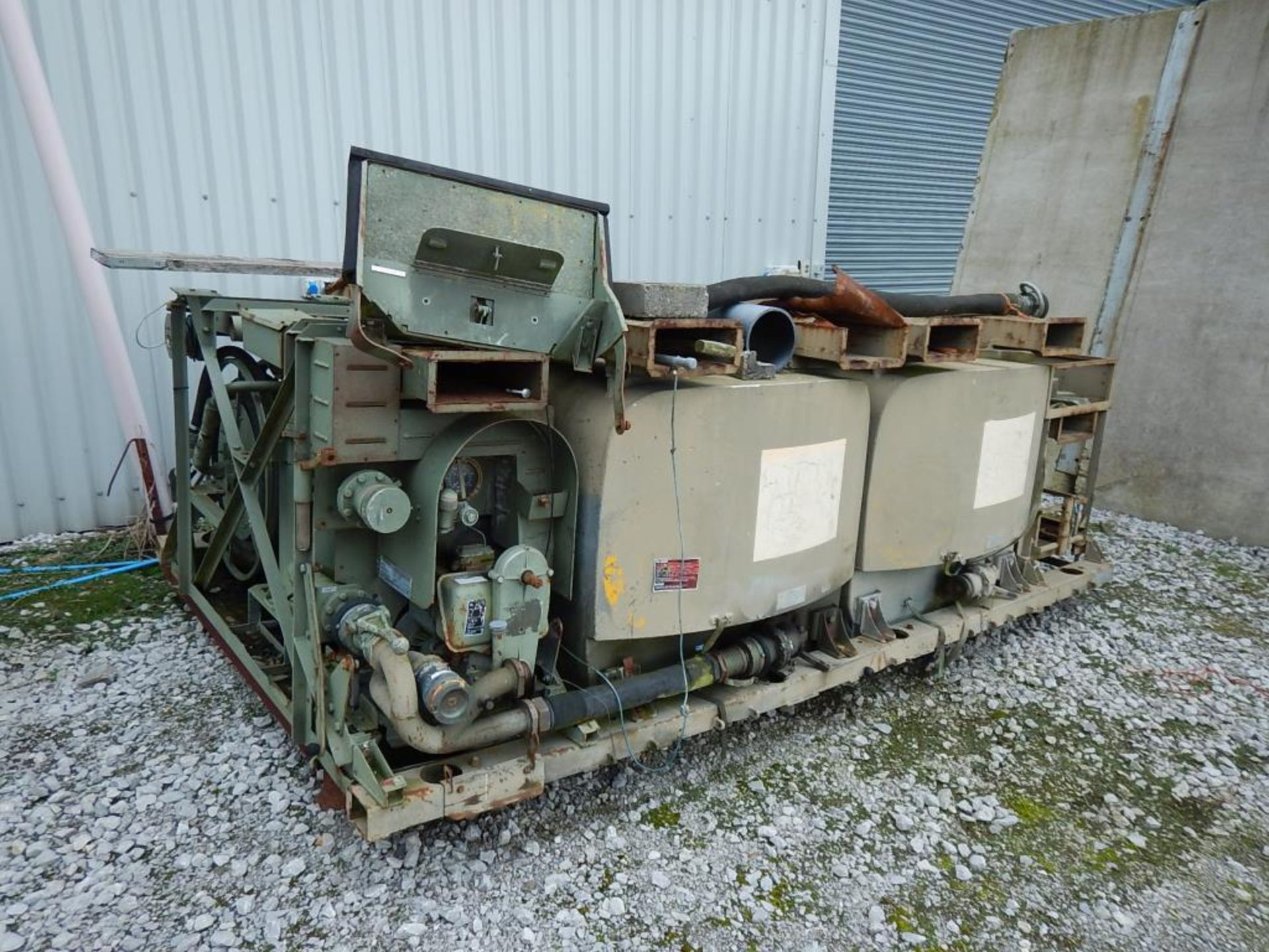 Ex-MOD fuel tanks and pump (2005) with delivery hose, nozzle and Lister Petter engine