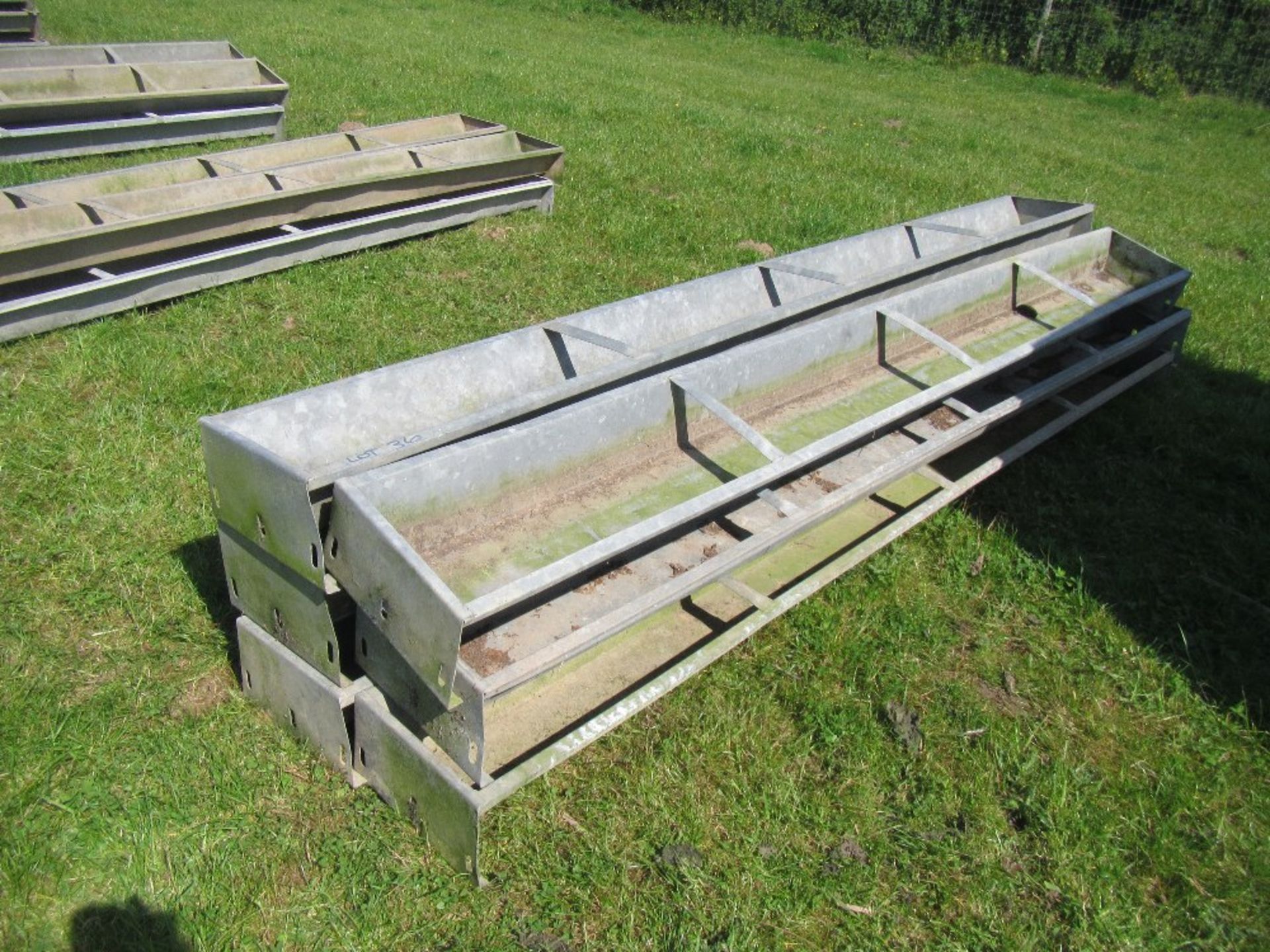 6no 8ft galvanised sheep feed troughs