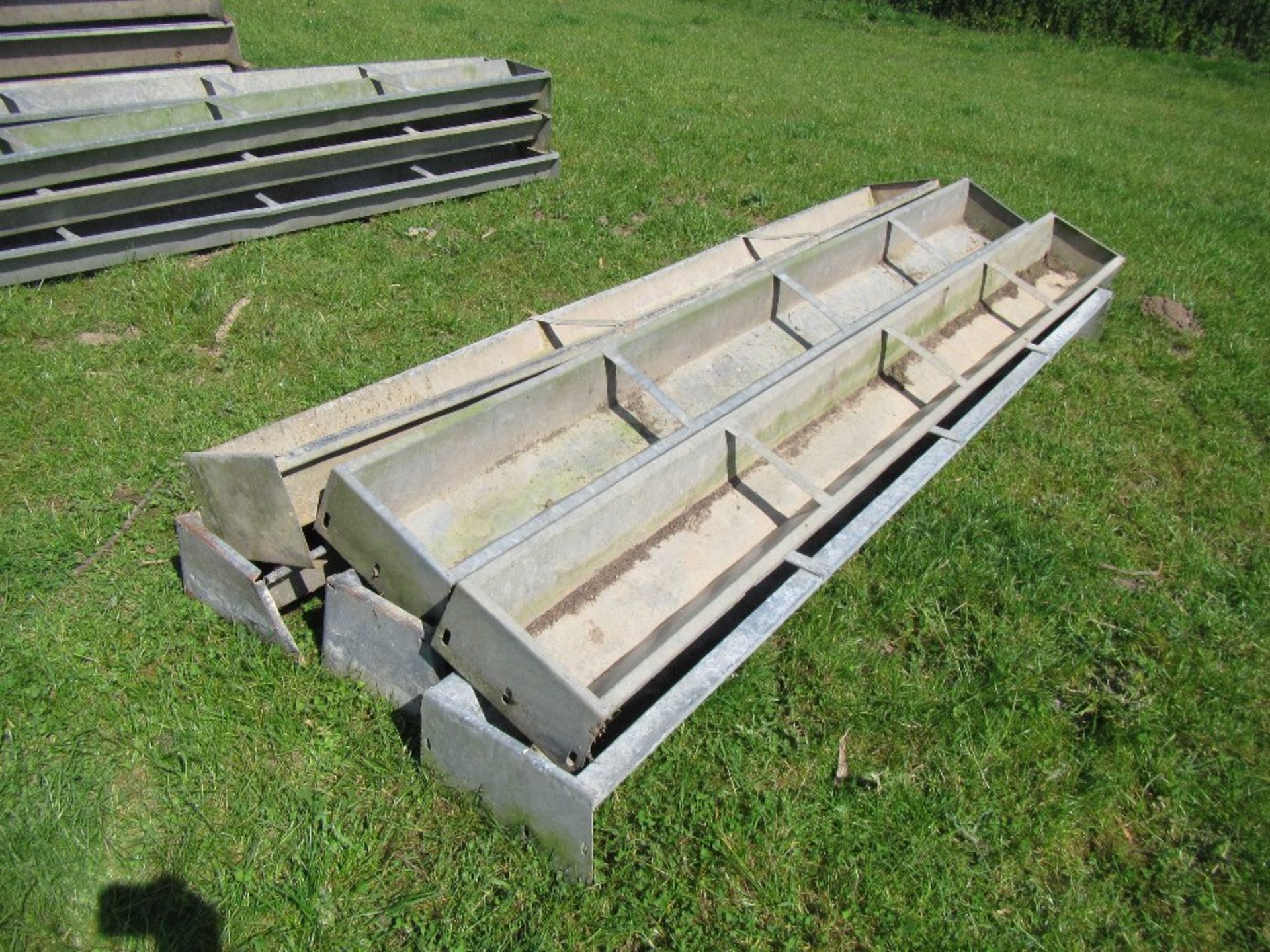 6no 8ft galvanised sheep feed troughs