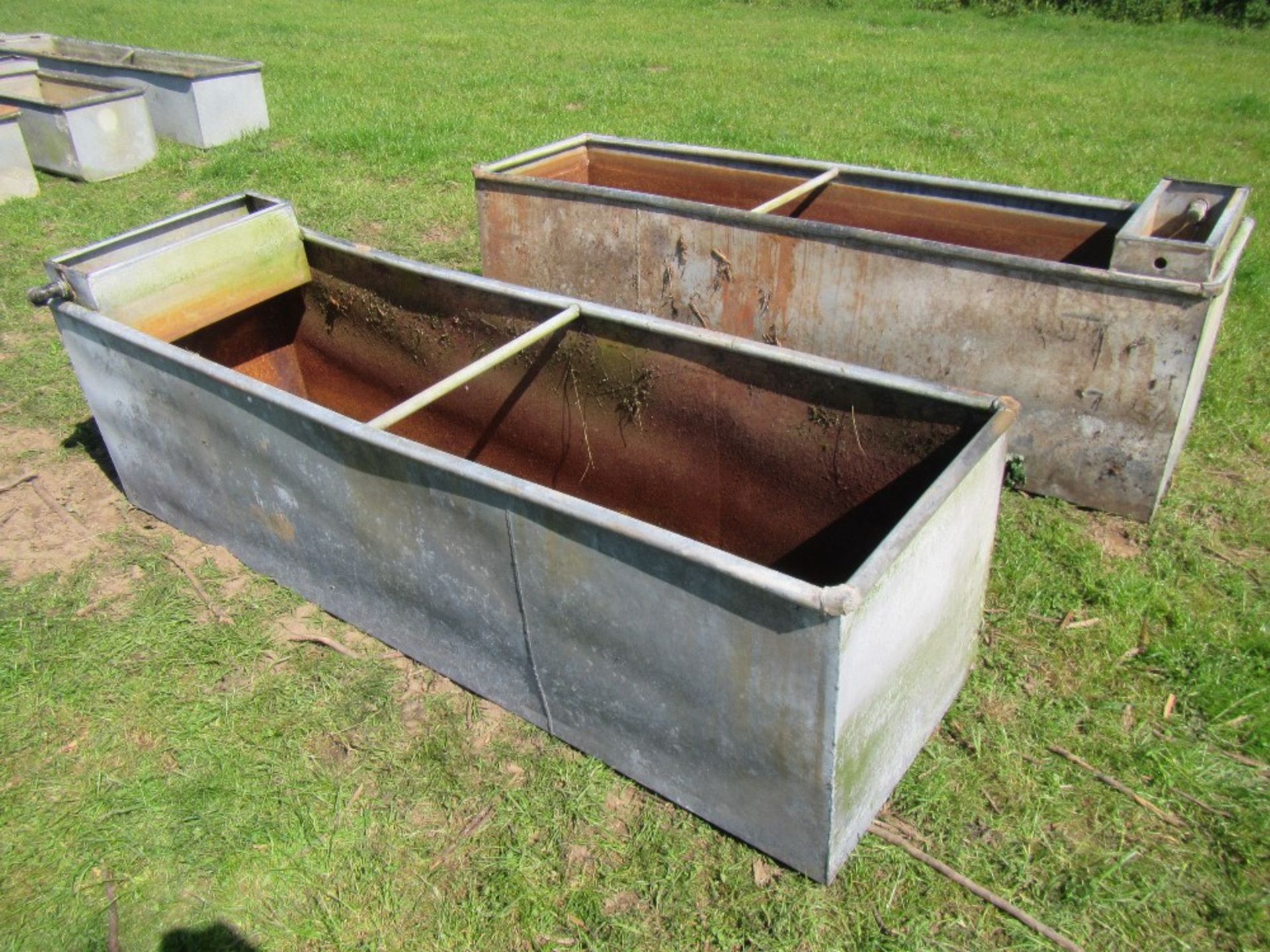 2no galvanised water troughs