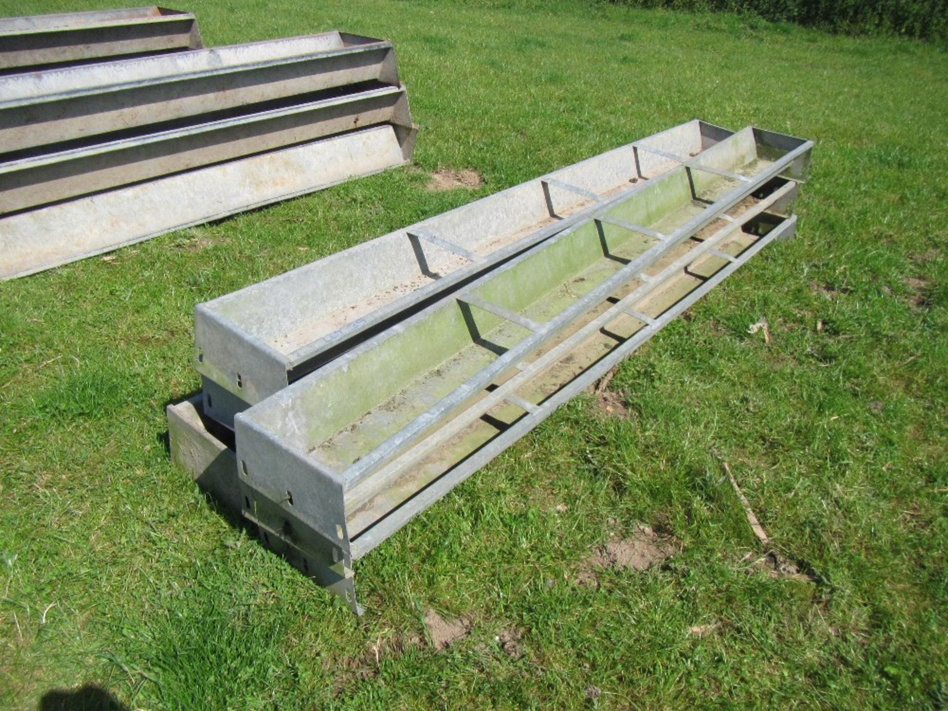 6no 8ft galvanised sheep feed troughs