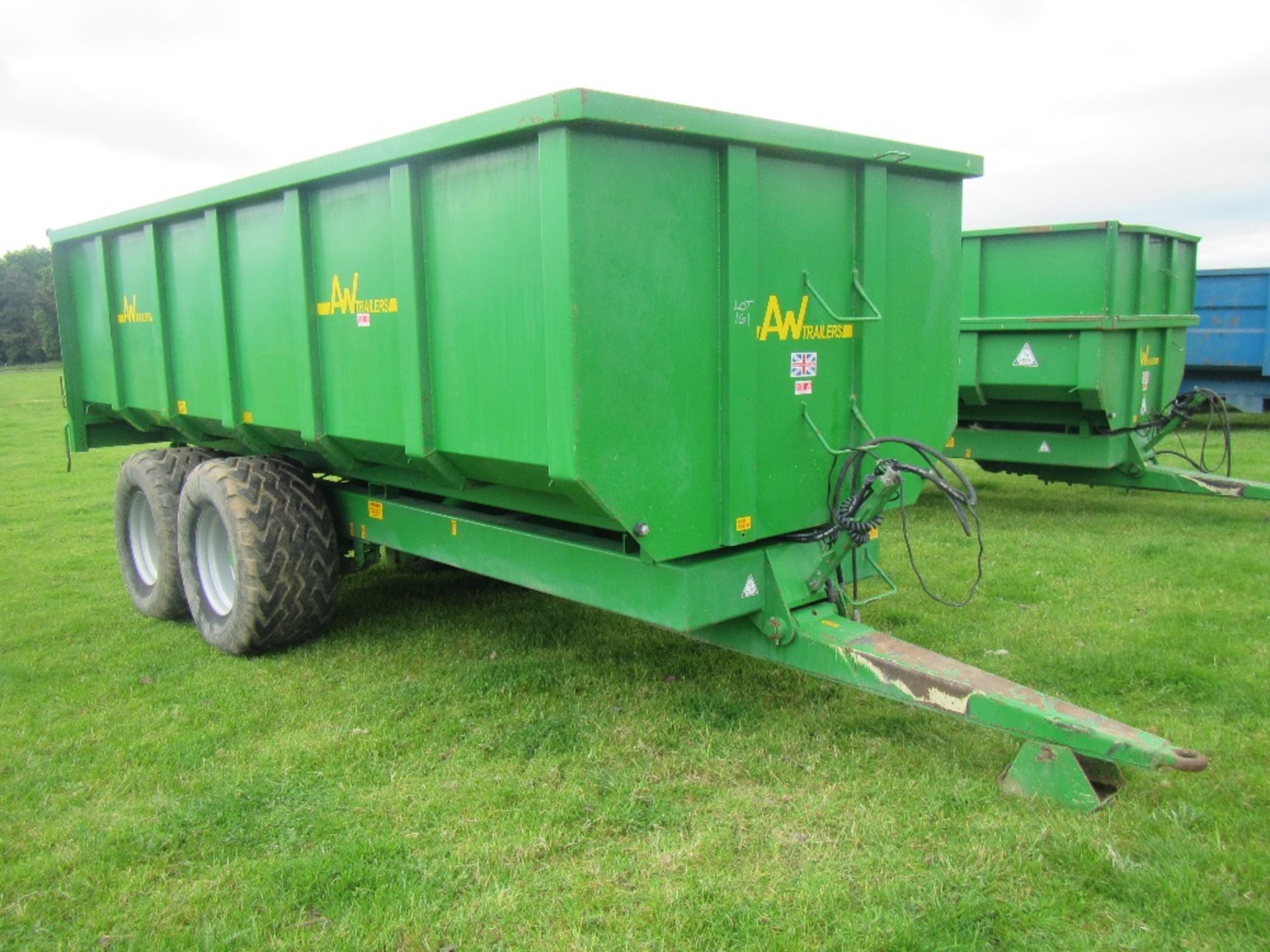 2009 AW 12tonne tandem axle steel moncoque tipping trailer on 560/45R 22.5 flotation wheels and