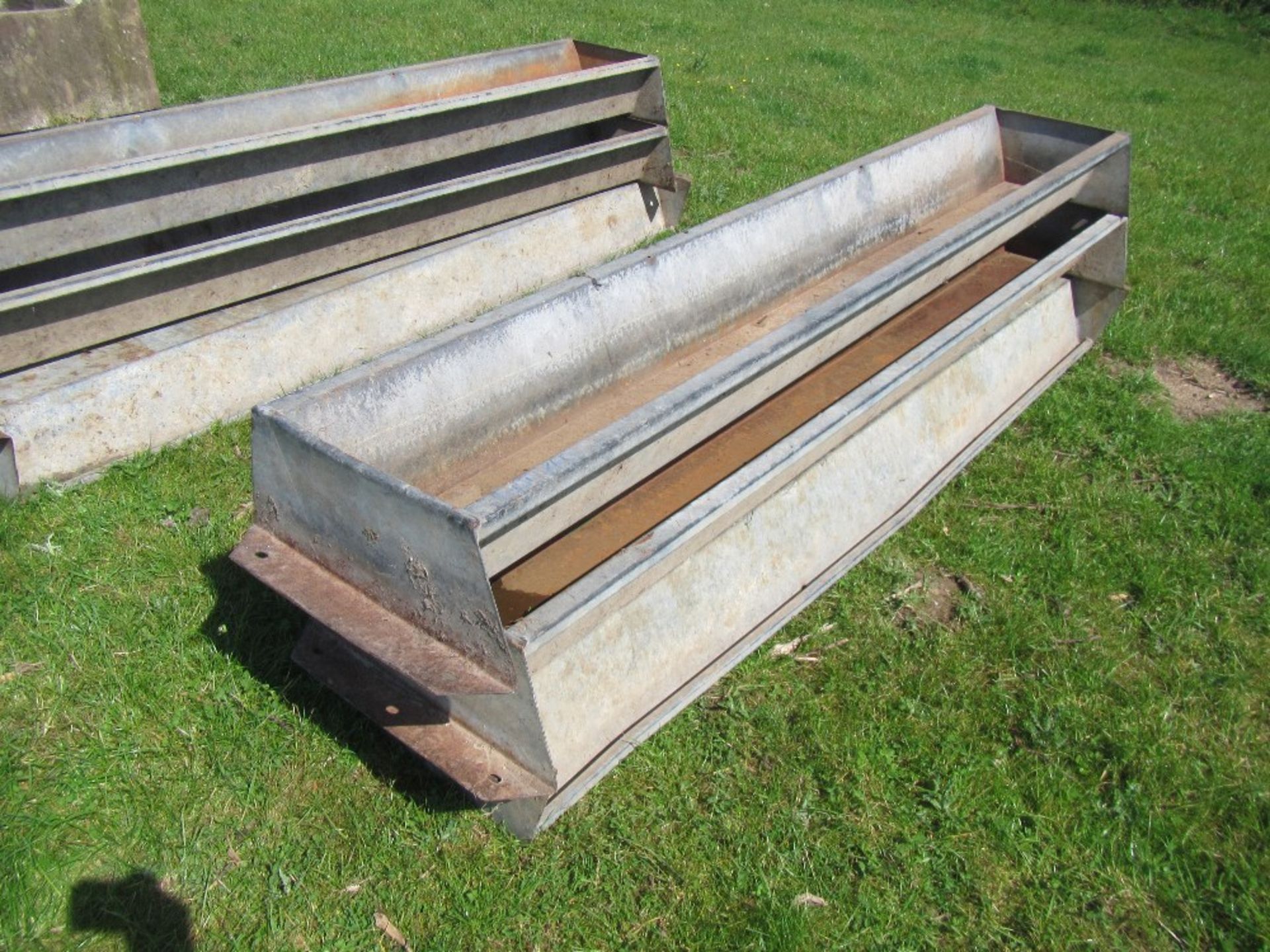 3no 8ft galvanised cattle feed troughs