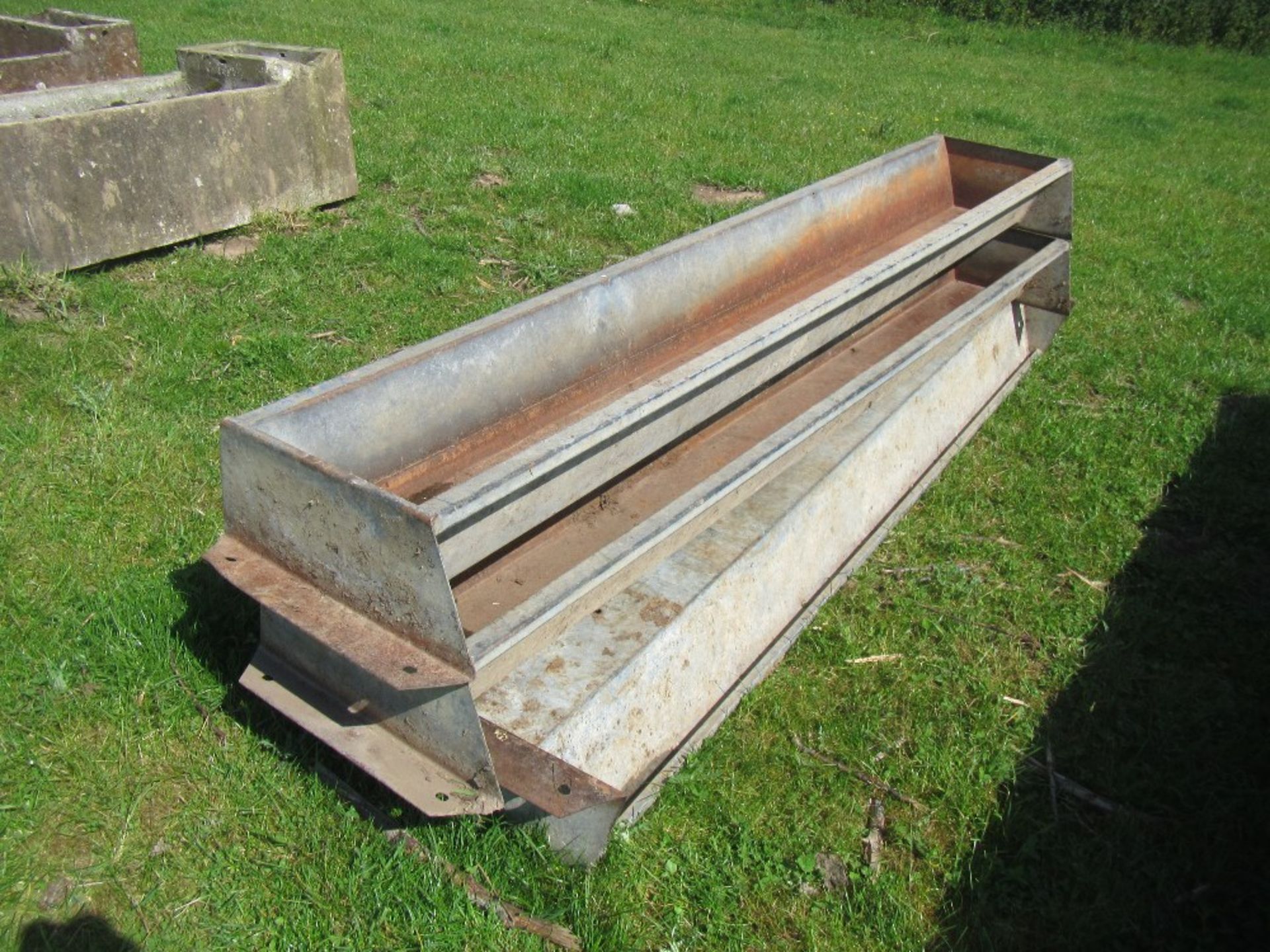 3no 8ft galvanised cattle feed troughs