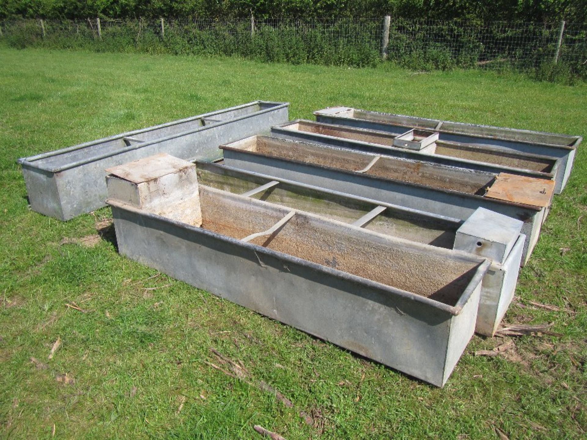 6 various galvanised water troughs