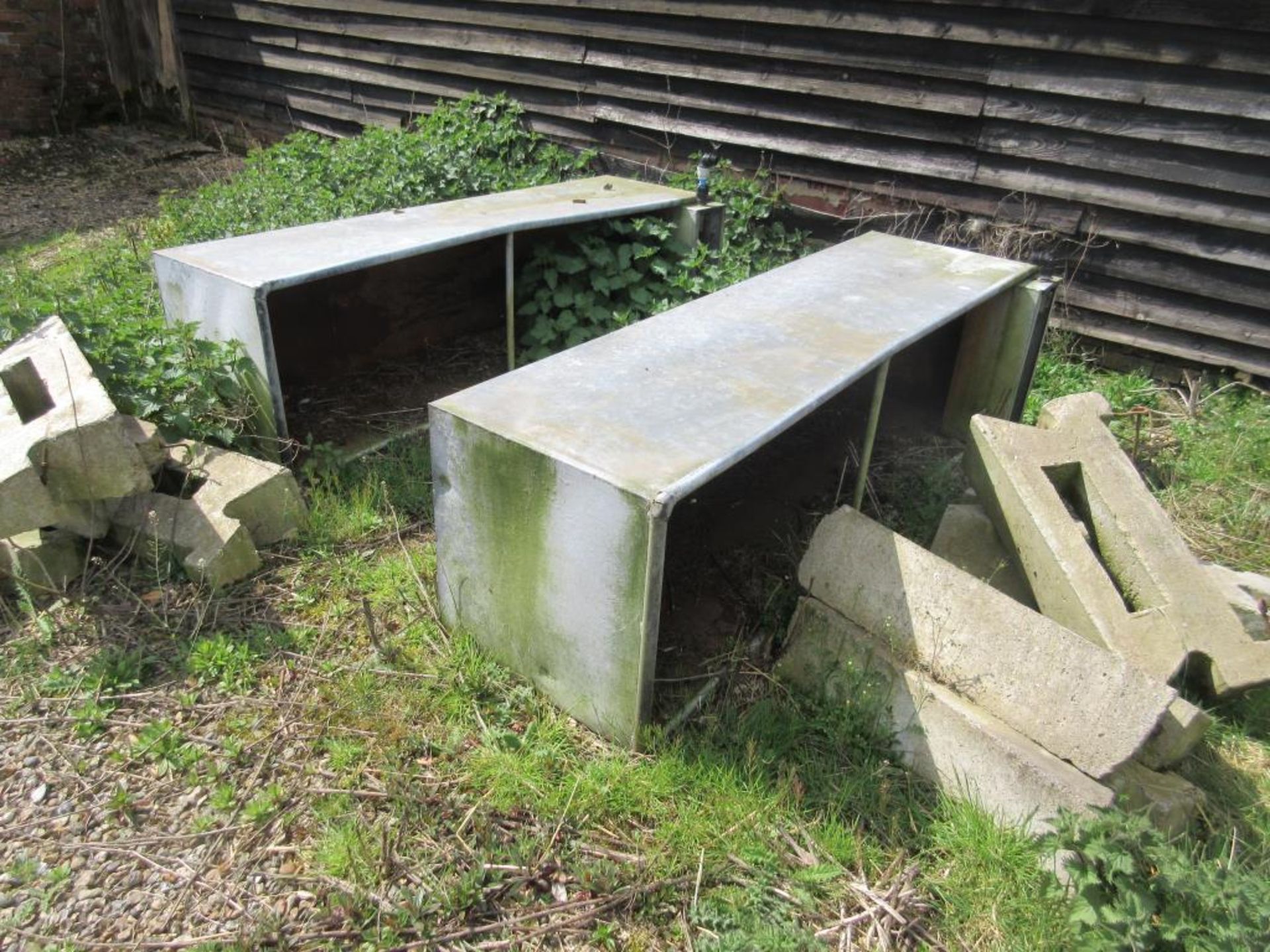 2no galvanised water troughs