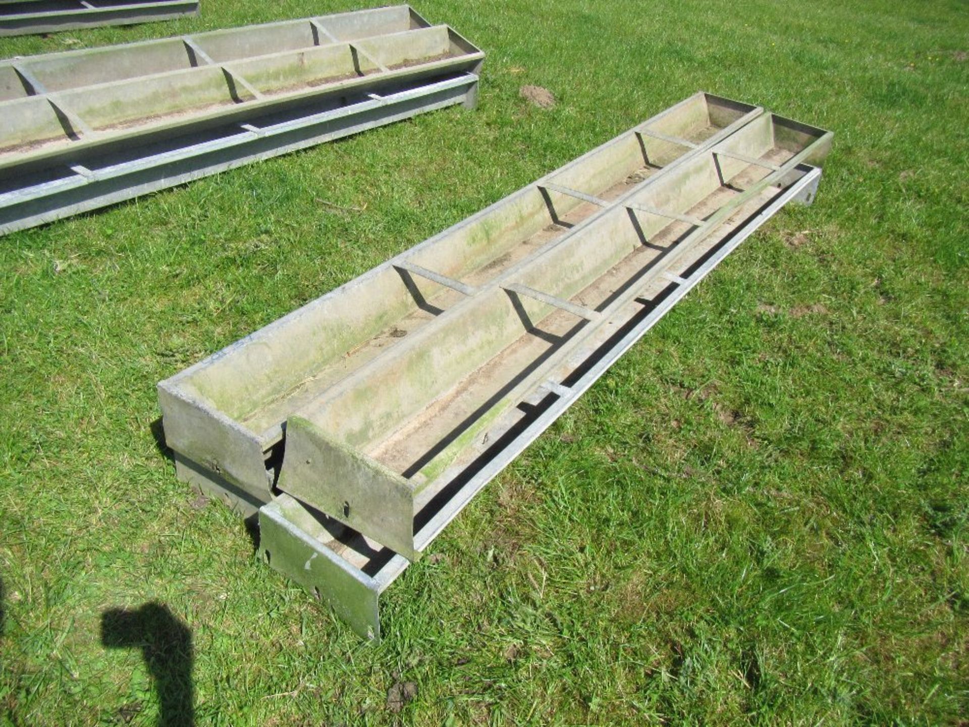 4no 8ft galvanised sheep feed troughs