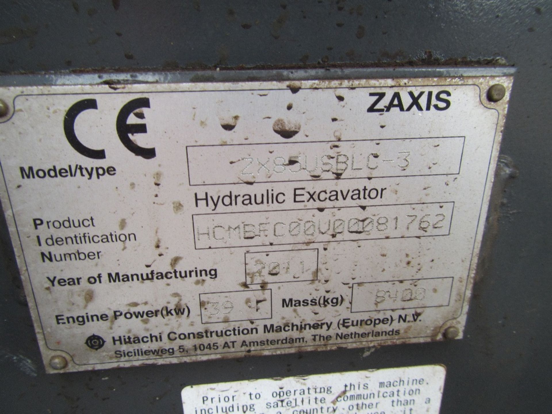 2011 Hitachi Zaxis 85 VSBLC Excavator - Image 4 of 9