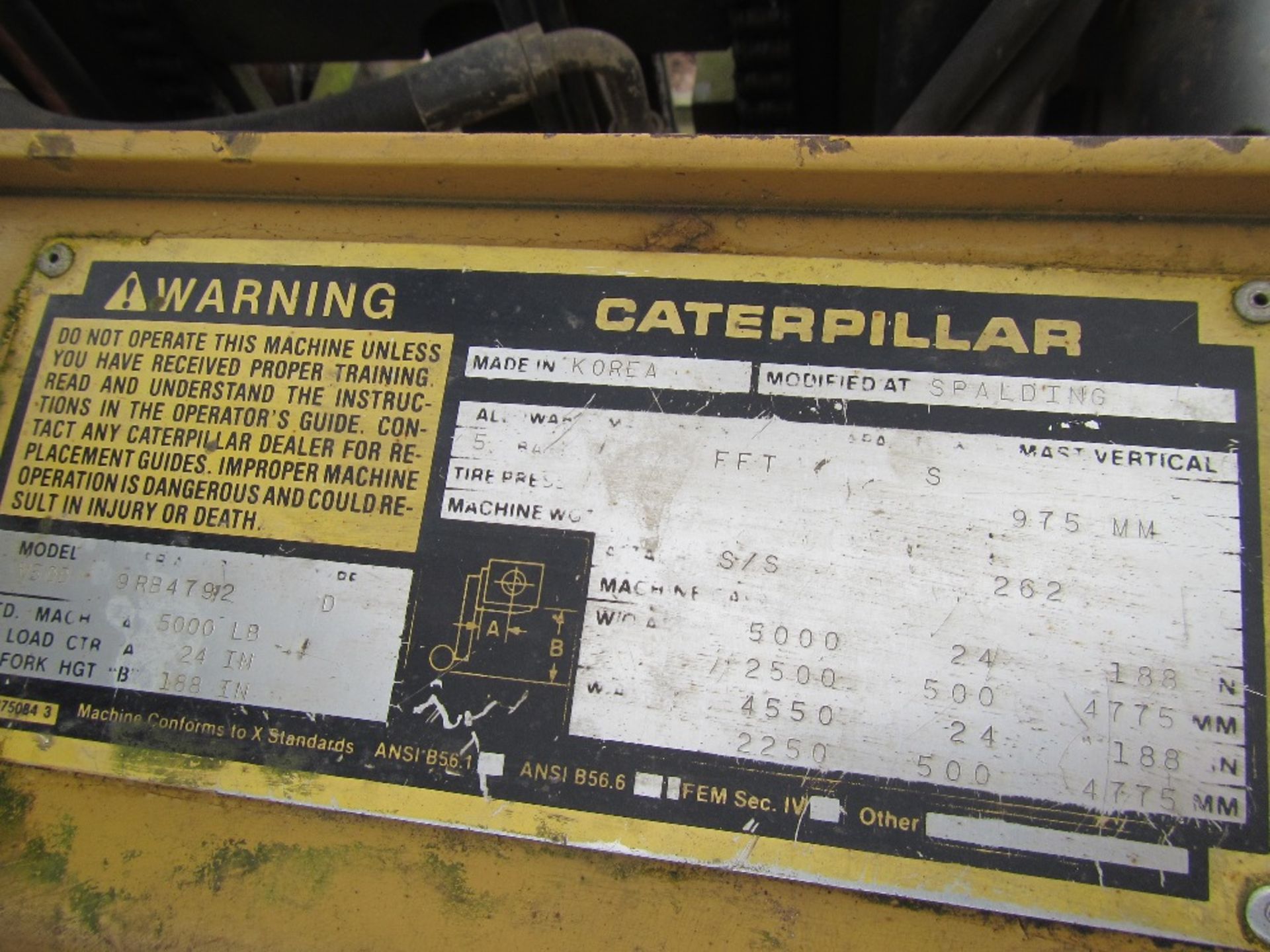 Cat V50D Diesel Forklift 5000lbs 4700mm Triplex - Image 6 of 6