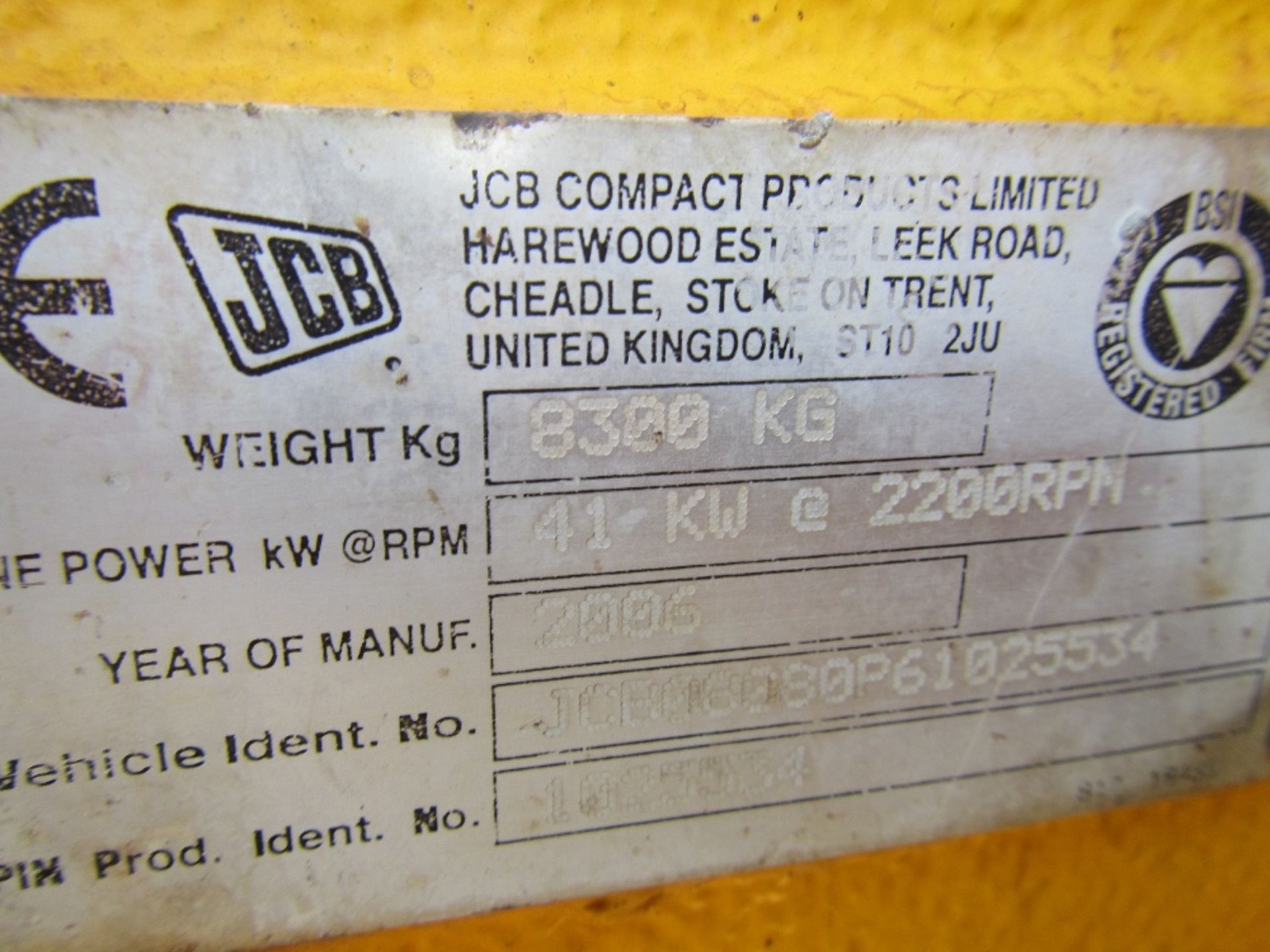 2006 JCB 8080 Excavator Ser. No. 61025534 - Image 10 of 10
