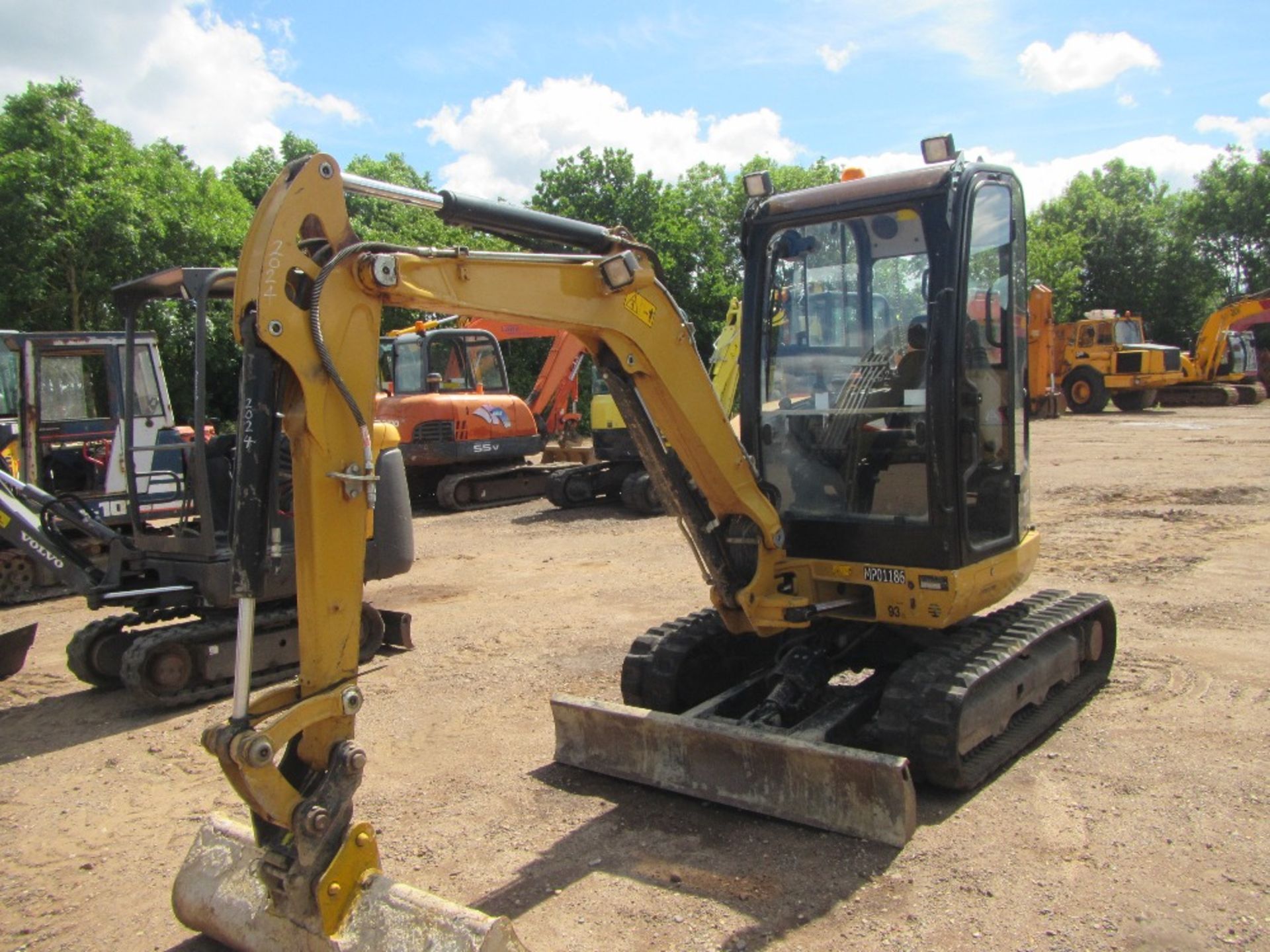 2014 Caterpillar 302.7D Excavator c/w rubber tracks, full cab, manual hitch, 2 buckets, 1 owner,