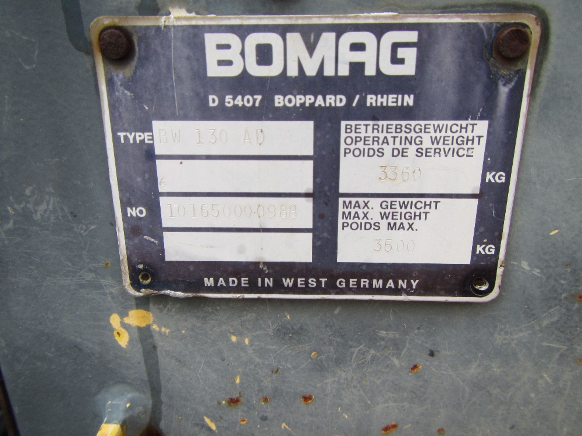 Bomag BW130AD Roller Reg No J190 MNL Ser. No. 1016500000988 - Image 6 of 6