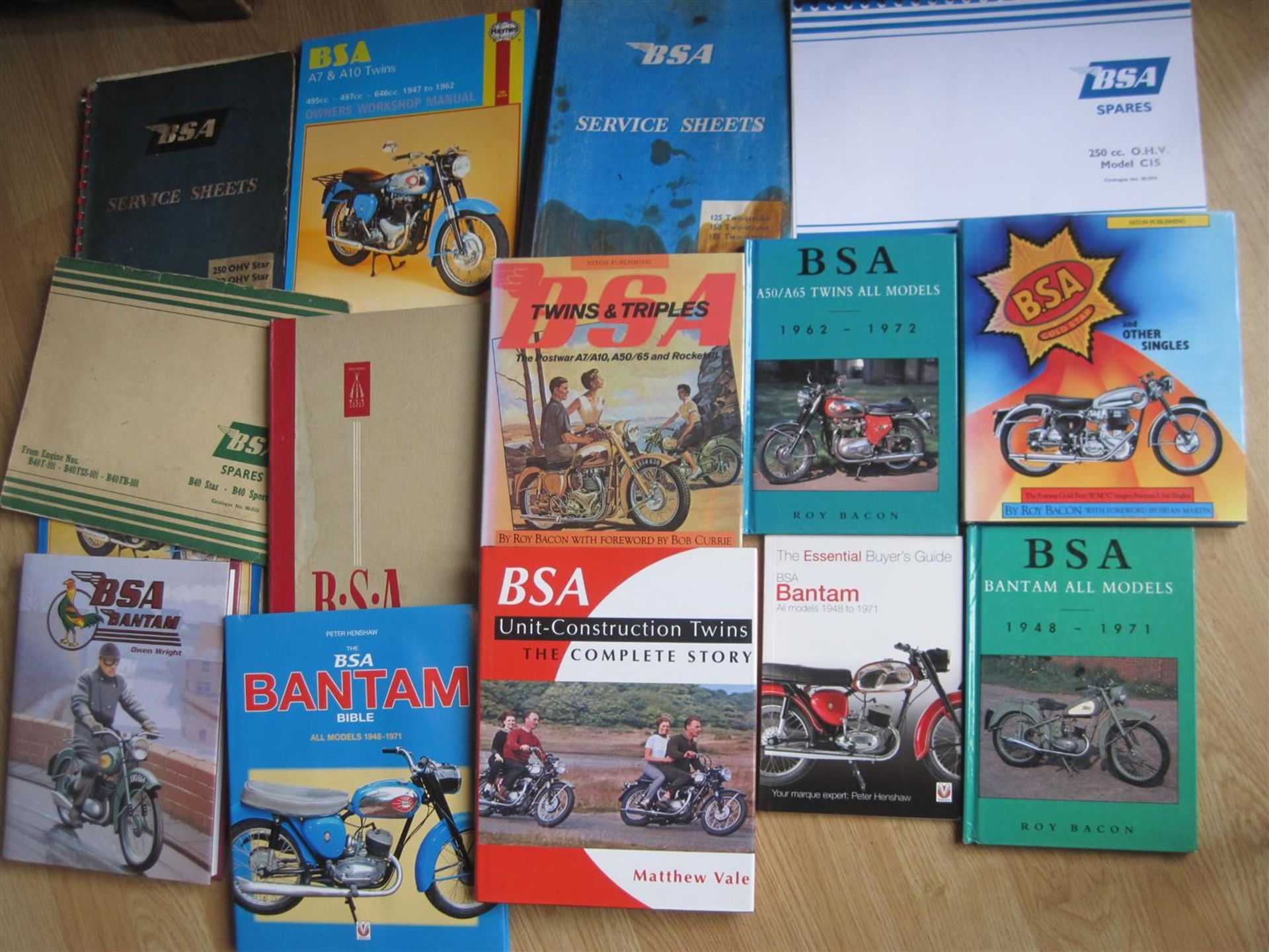 BSA various W6 volumes t/w spares lists, service sheets etc (15)