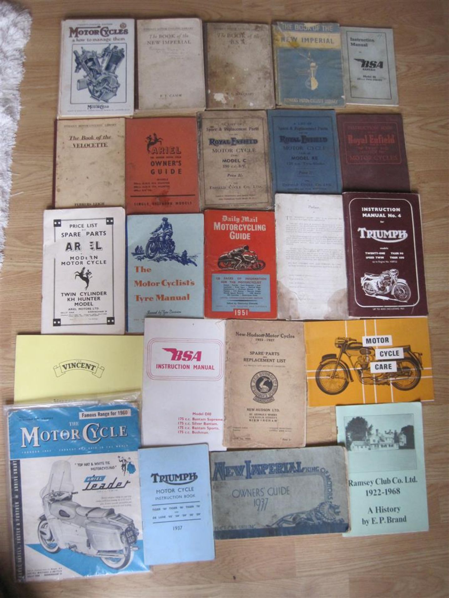 Various period motorcycle handbooks, manuals, instructions etc inc 1937 New Imperial Owners Guide (