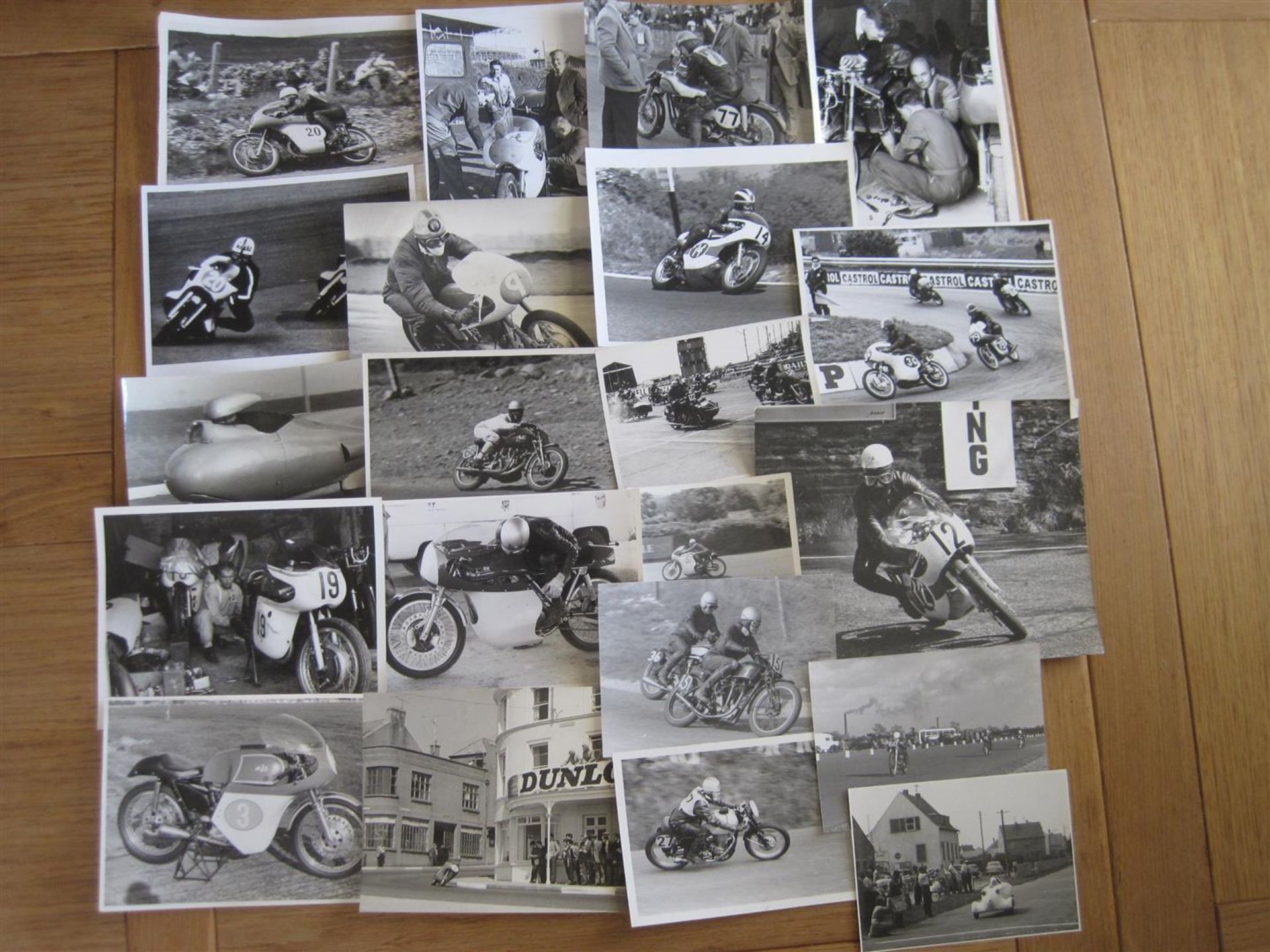 Motorcycle racing photos from the open face helmet era, contemporary and copy images, press photos