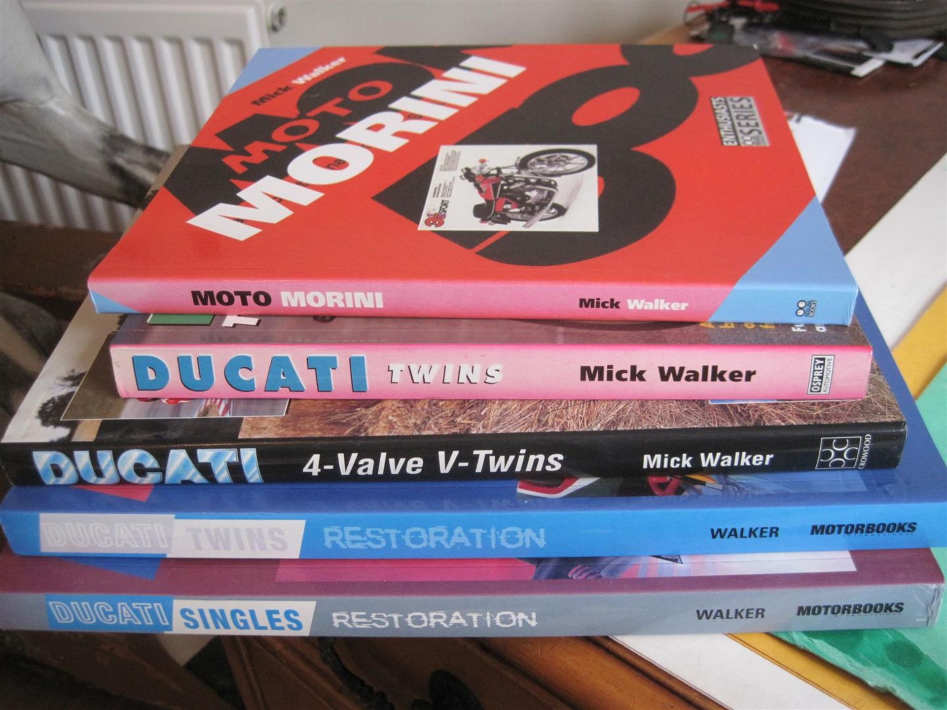 Mick Walker, 5 signed volumes on Ducati and Morini: Singles & Twins Restoration, Twins, 4 valve V