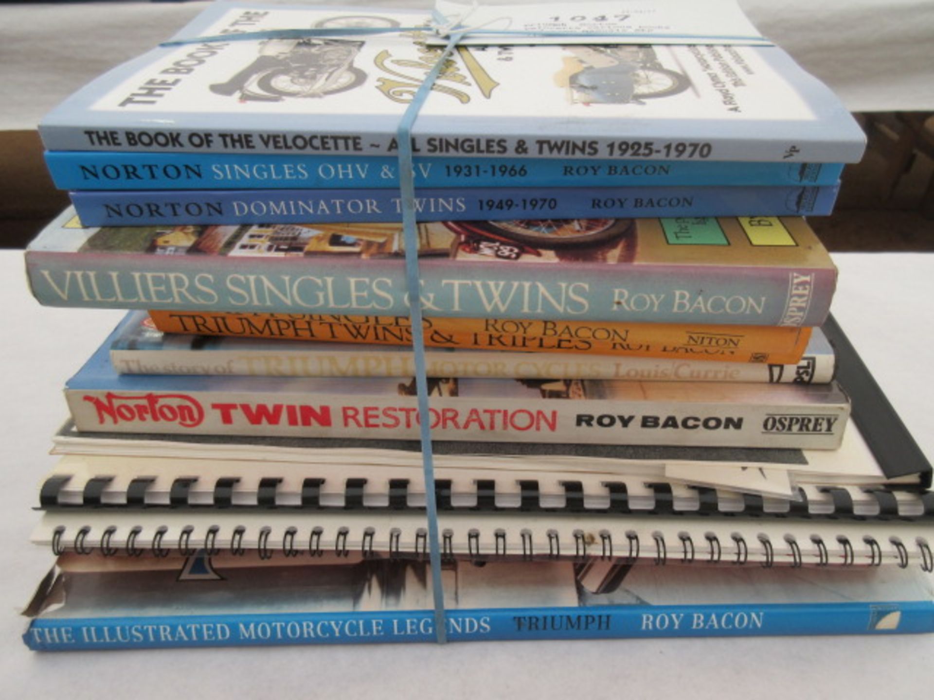 Triumph, Norton, Velocette various books and copy manuals etc (15)
