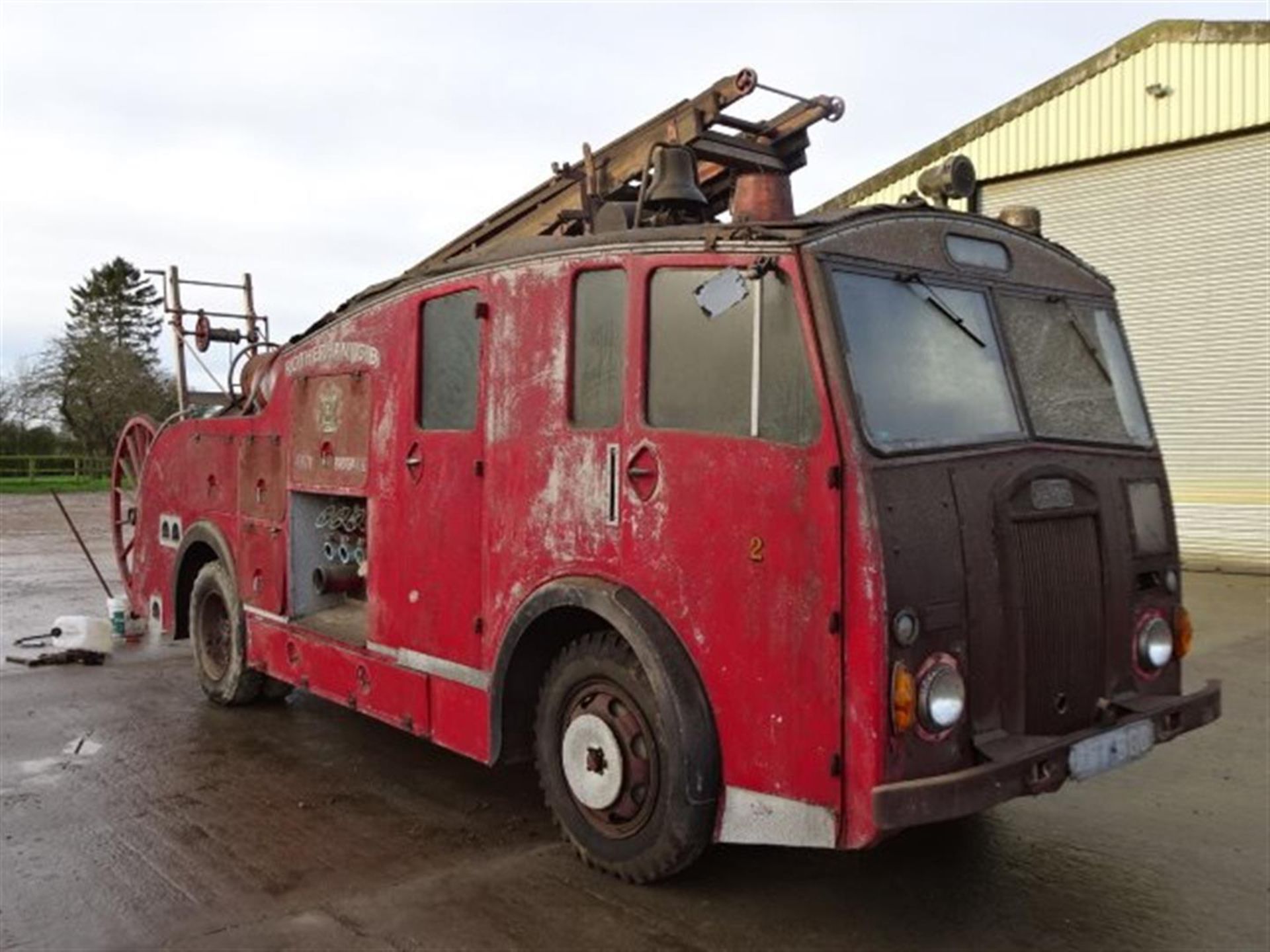 Dennis Fire Engine Reg. No. GET 666 (expired) Ex Rotherham County Council and complete with escape