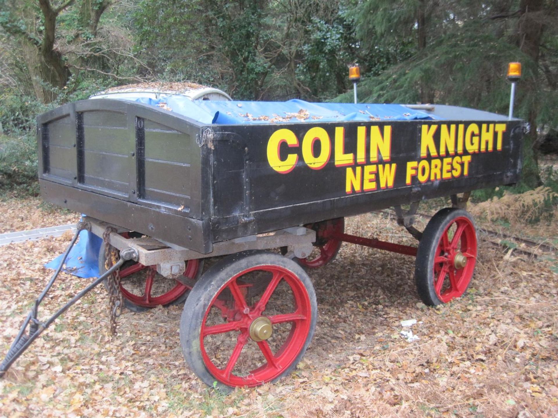 Foden 4 wheel trailer, fully sprung on cast wheels with solid rubber tyres, the restored drop-side